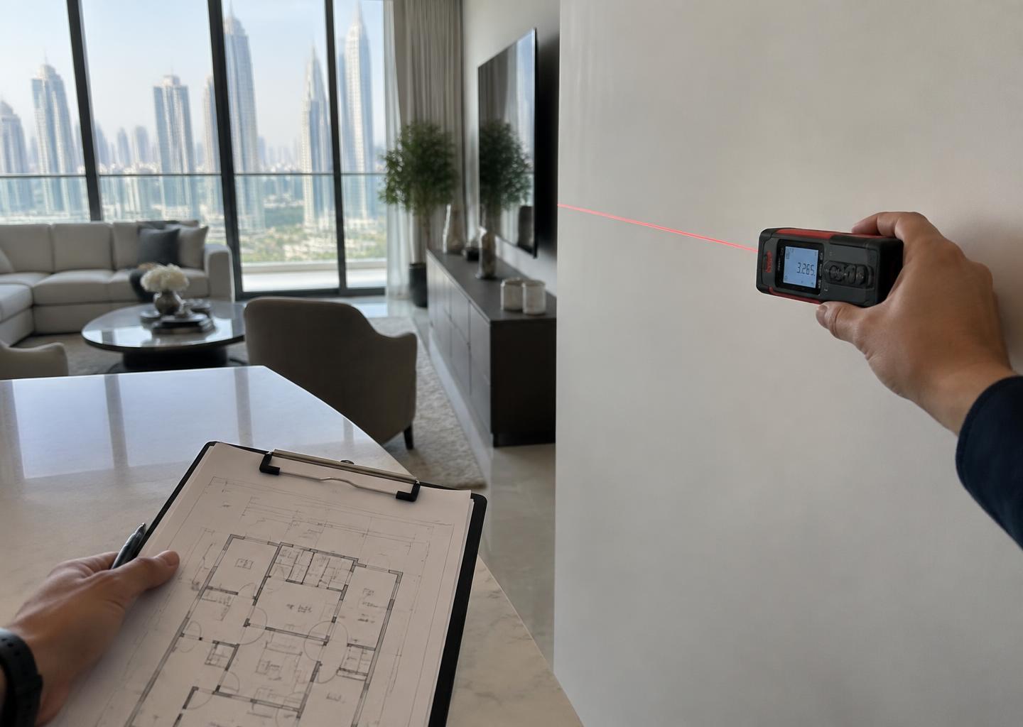 Designer surveying a home with the owners